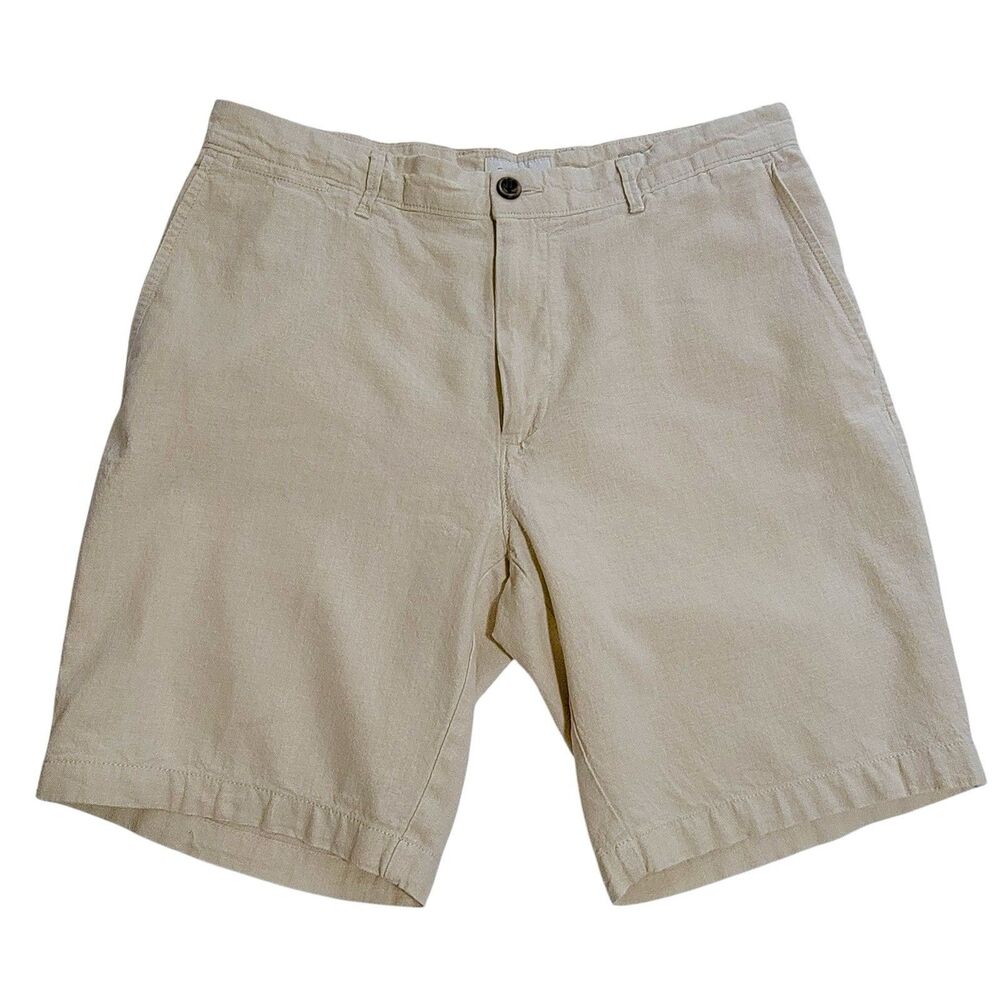 Goodfellow Tan Linen Blend Short Men Size 32 Casual 9 In Inseam